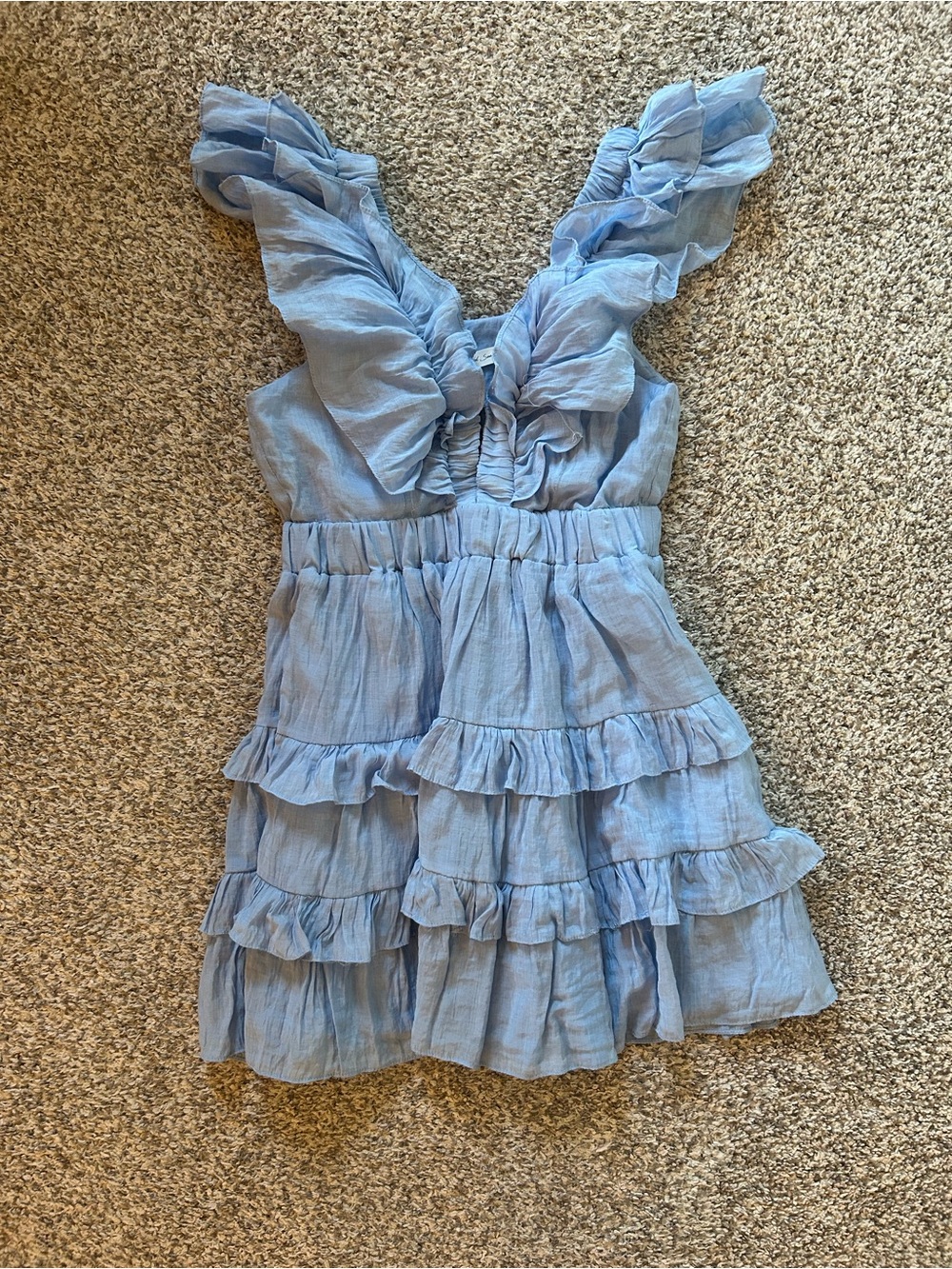 Girls' Light Blue Ruffle Tiered Dress